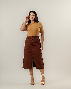 Saia Midi Vitória Marrom