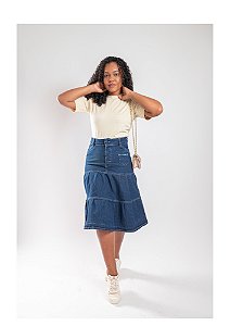 Saia Jeans com babado 2 marias REF 220