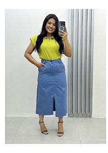 Saia maxi midi assimétrica no Brim  REf 00205