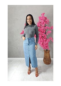 Saia Maxi Midi  com fenda REF KELLY 221 marmorisado.