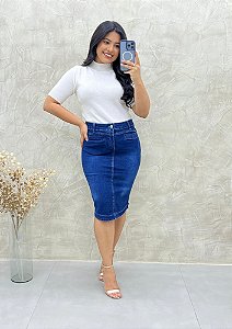 Saia Jeans Midi com bolso social REF 225