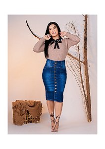 Saia Jeans com bolso embutido Ref 239