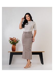 Saia Midi no Brim com fendas laterais Ref 0249