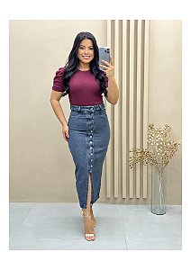 Saia Maxi Midi Jeans Black Vintage Ref 00250