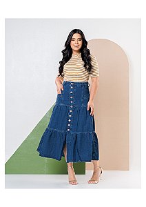 Saia Maxi Midi  2 marias VALÉRIA lavado escuro