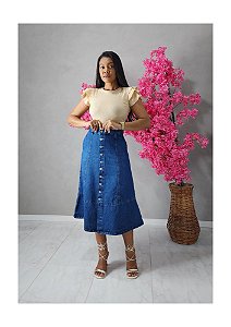 Saia Midi jeans Thays Stone
