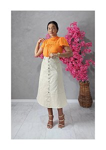Saia Midi jeans Thays Areia