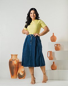 Saia  Jeans  Leticia Evasê Ref 261