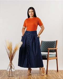 Saia Jeans Longa franzida Amanda 018