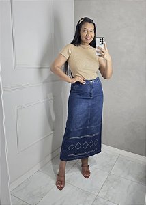 Saia Jeans Gleice Ref 024 Bordada