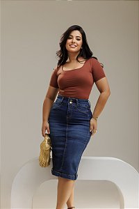 Saia Jeans midi Rivania Ref 023