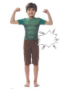 Fantasia Infantil Menino Heróis Tipo Hulk Macacão Curto