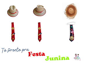 Kit Chapéu e Gravata Infantil Junino Caipira da Roça quadrilha acessório
