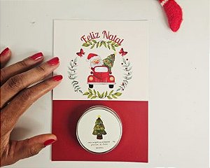 Cartão mini vela aromática 15g Especial Final de ano modelo papai noel |bemthivi