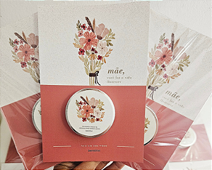 Cartão mini vela aromática chá branco 15g especial dia das mães modelo buquê latinha |bemthivi
