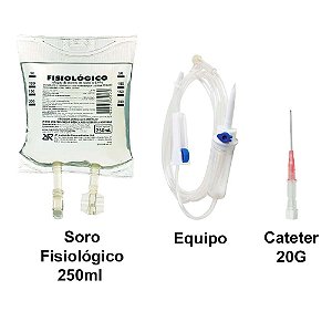 Kit Soro 250ml + Equipo + Cateter 20G (Rosa)