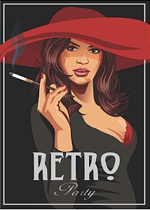 Pintura Numerada Mulher Retro Tecido Pincéis e Tintas T171