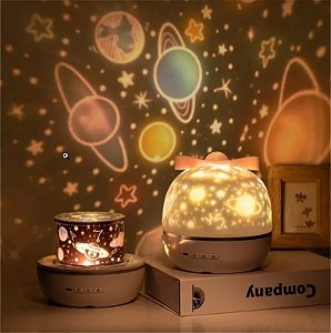 Luminária Mágica - Abajur e Projetor rotativo com 6 lindos temas - MODELO SIMPLES