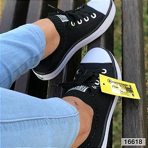 All Star Plataforma Preto com Zíper - Moda Brás