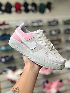 Nike Air Force Branco/Rosa/Cinza