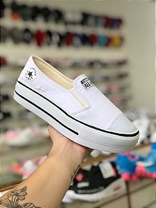 All Star Plataforma Branco com Zíper - Moda Brás