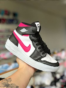 Jordan Mid 1 Infantil Preto e Rosa