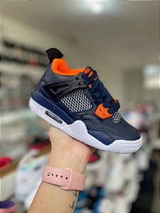 NK Jordan Retro 4 Infantil Azul e Laranja