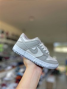 NK Dunk Infantil Importado Branco e Cinza