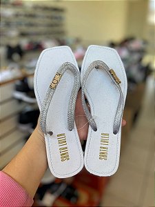Chinelo Santa Lolla Glitter-Branco