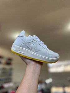 NK Air Force Premium Branco Solado Amarelo- Infantil