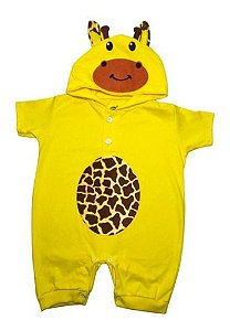 Macacão Curto Para Bebê Banho De Sol - Com Capuz - Girafa