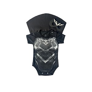 Body Pantera Negra com Capa + Brinde ( Mascara )