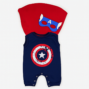 Jardineira com Capa + Mascara Capitão America