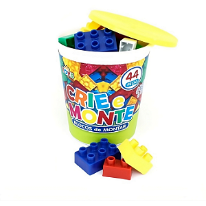 Blocos De Montar Educativo Infantil Pote Brinquedo 44 Pçs