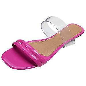 Sandália Tiras Verniz e Cristal - Rosa Chiclete