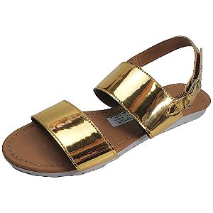 Rasteira Flat Espelhada - Ouro