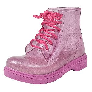 Galocha Coturno Tratorada Rocker Infantil - Pink Glitter