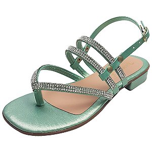 Sandália Baby com Tiras Strass - Verde