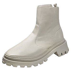 Ankle Boot Tratorado com Zíper - Off White