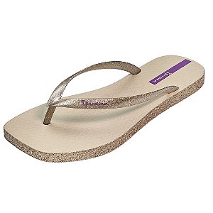 Chinelo Ipanema Edge Maxi - Bege e Glitter Ouro