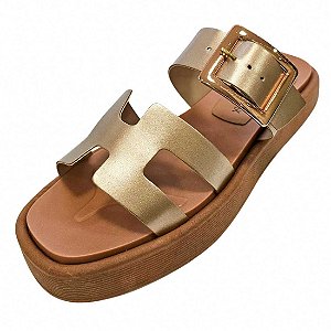 Sandália Plataforma H com Fivela - Cobre