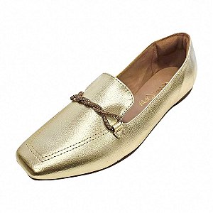 Mocassim com Strass - Ouro Light