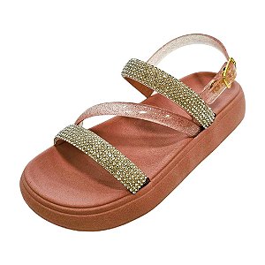 Sandália Yasmin Infantil Cruzada com Strass Glitter - Rosé