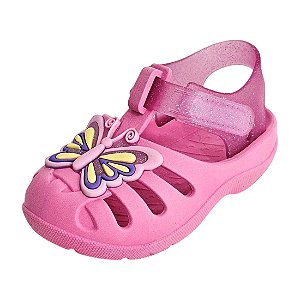 Sandália Babuche Borboleta Infantil Fly - Rosa Chiclete Glitter