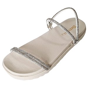 Sandália 2 em 1 Tratorada 2 Tiras Strass - Off White