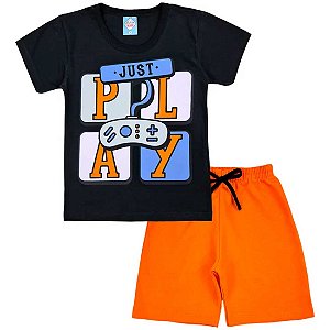 Conjunto Infantil Menino Just Play - Preto e Laranja