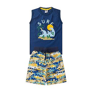 Conjunto Infantil Menino Acampamento Na Praia - Azul Marinho