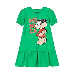 Vestido Infantil Turma Da Mônica Cheia De Charme - Verde