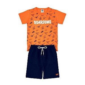 Conjunto Infantil Menino Roar Some - Laranja e Azul