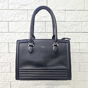 Bolsa Clássica Média Ondulada - Preta
